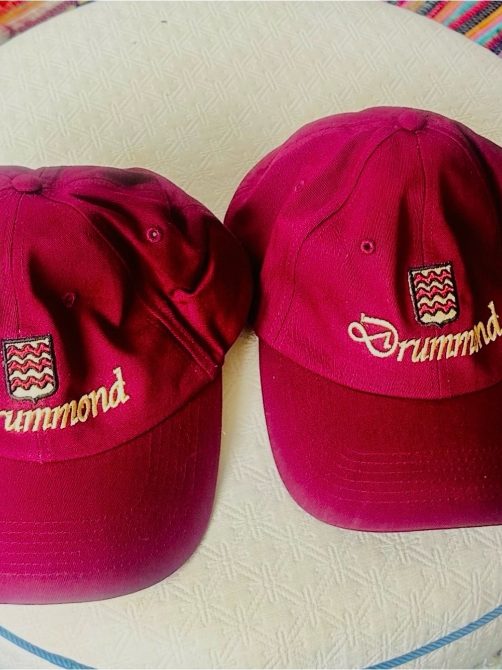 Drummond  Maroon Embroidered Logo Baseball Cap.  Set of 2